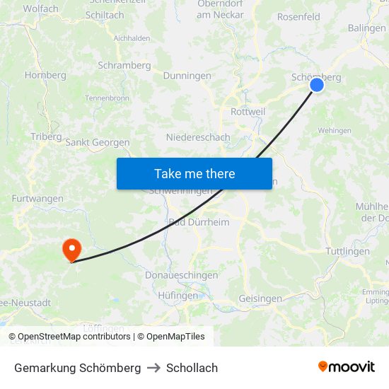 Gemarkung Schömberg to Schollach map