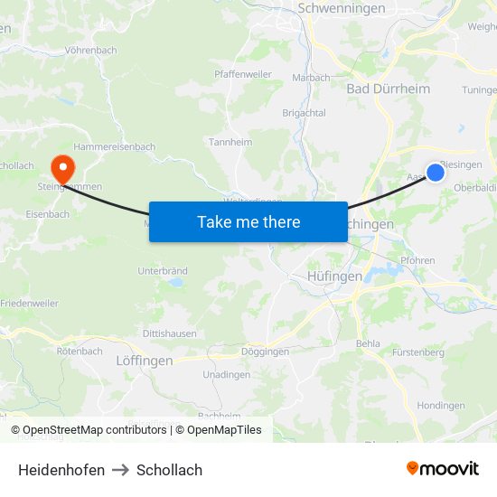 Heidenhofen to Schollach map