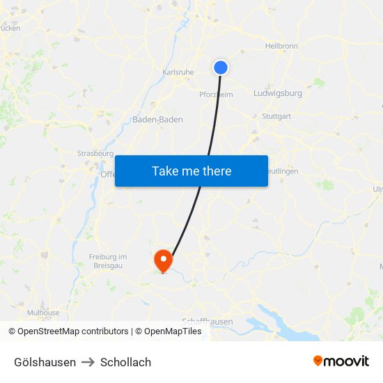 Gölshausen to Schollach map