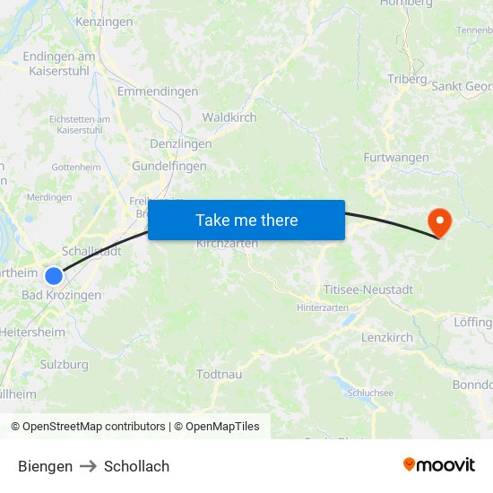 Biengen to Schollach map