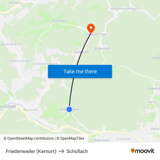 Friedenweiler (Kernort) to Schollach map