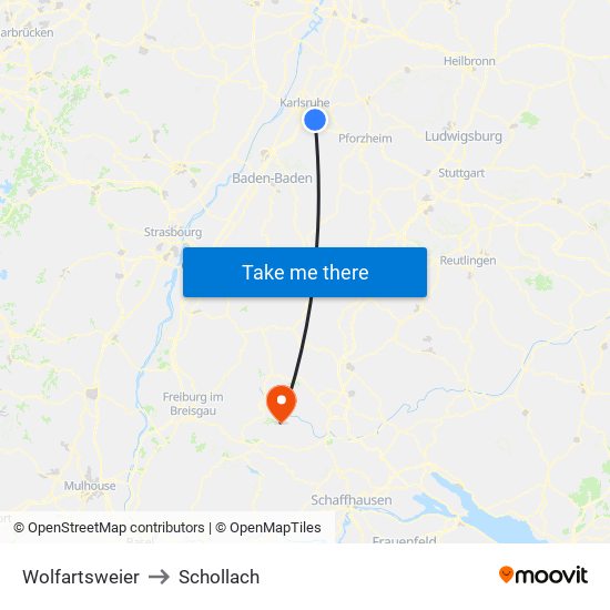 Wolfartsweier to Schollach map