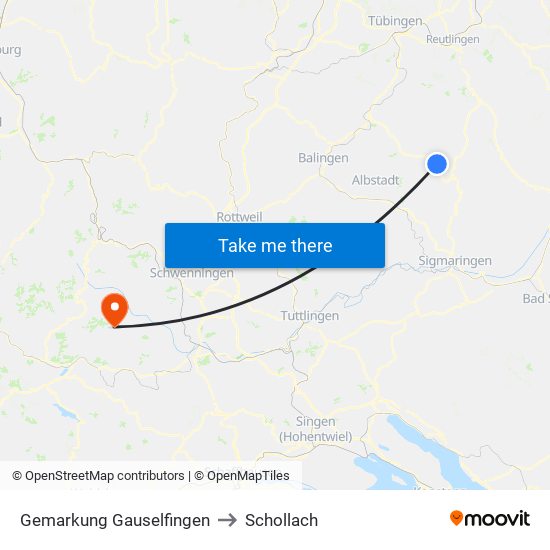 Gemarkung Gauselfingen to Schollach map