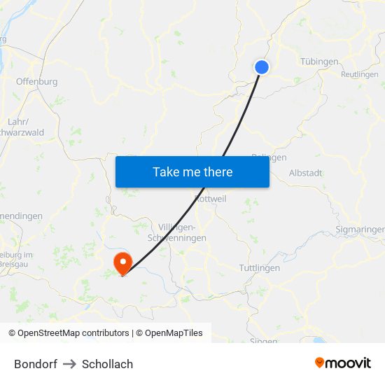 Bondorf to Schollach map