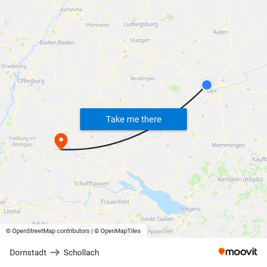 Dornstadt to Schollach map