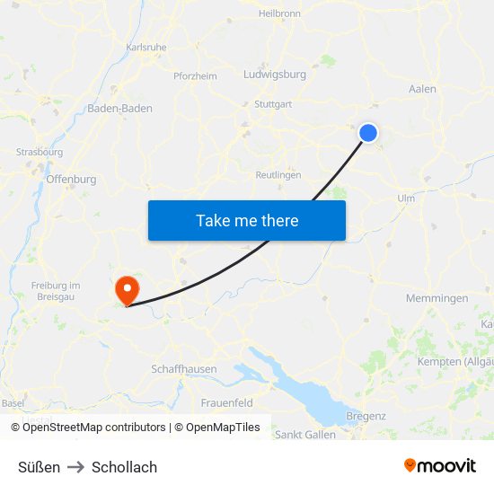 Süßen to Schollach map