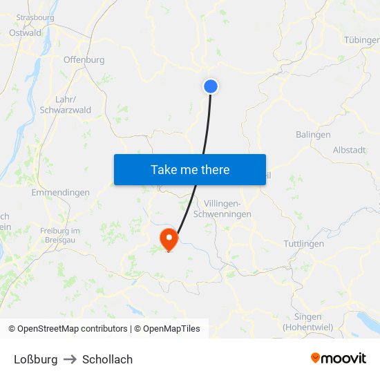 Loßburg to Schollach map