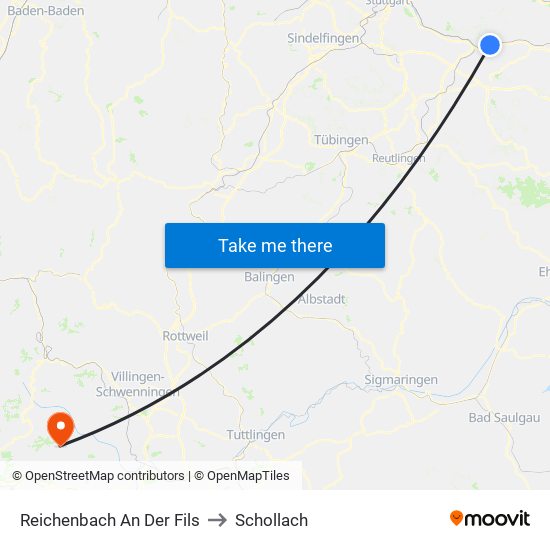 Reichenbach An Der Fils to Schollach map