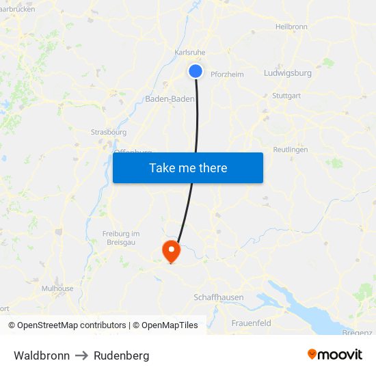 Waldbronn to Rudenberg map