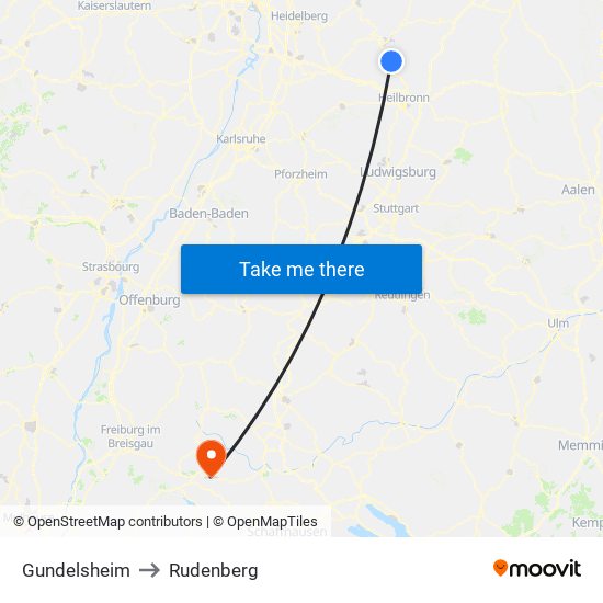 Gundelsheim to Rudenberg map