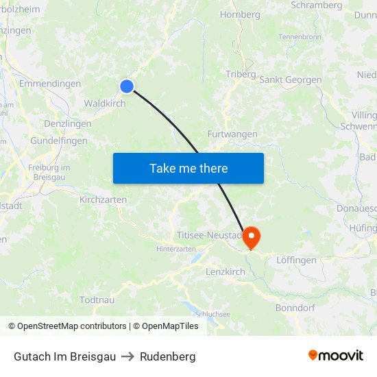 Gutach Im Breisgau to Rudenberg map