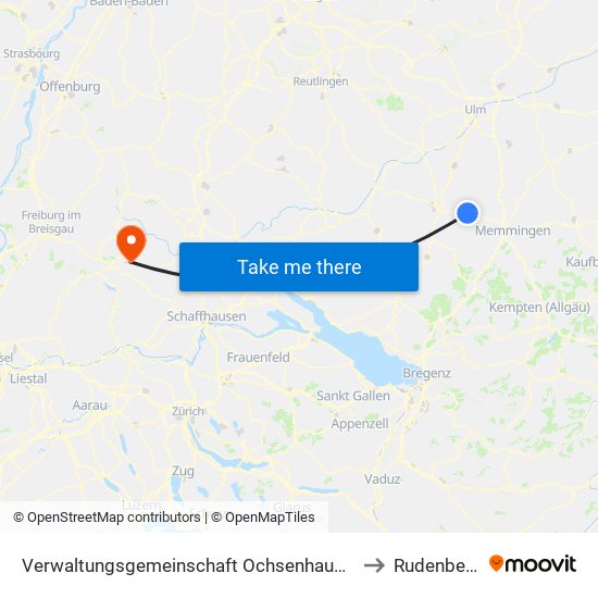 Verwaltungsgemeinschaft Ochsenhausen to Rudenberg map