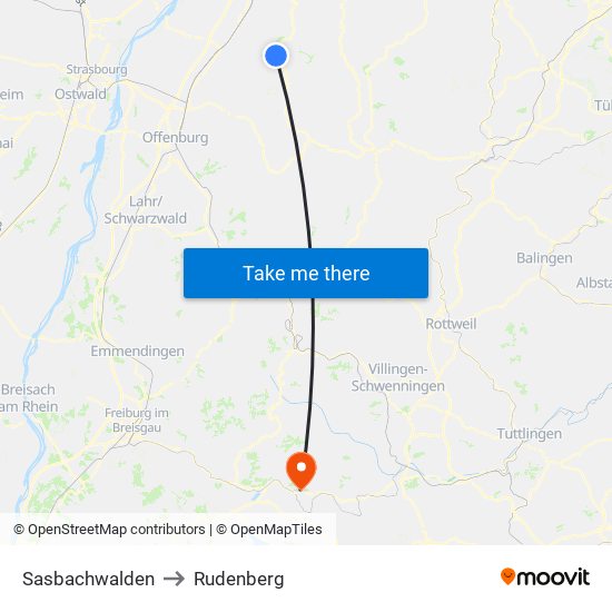 Sasbachwalden to Rudenberg map