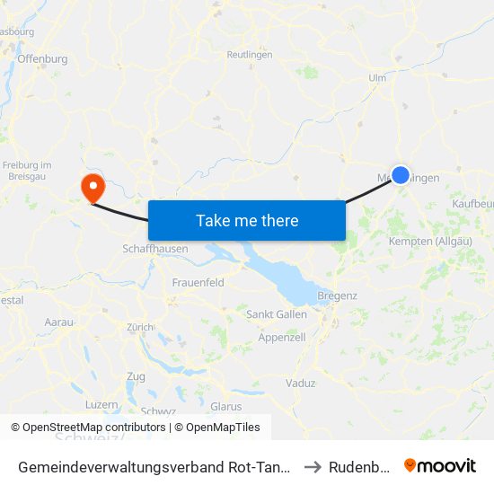 Gemeindeverwaltungsverband Rot-Tannheim to Rudenberg map