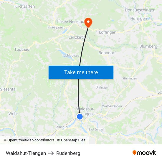 Waldshut-Tiengen to Rudenberg map