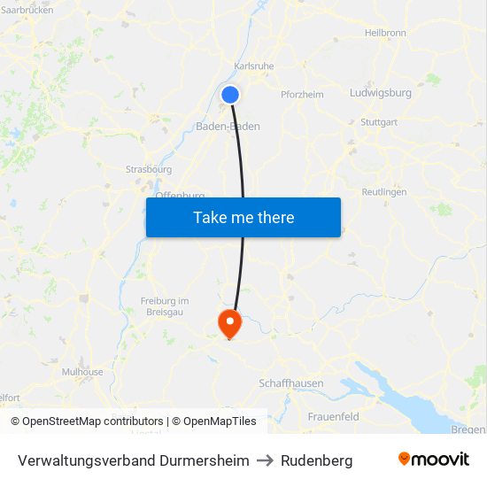 Verwaltungsverband Durmersheim to Rudenberg map