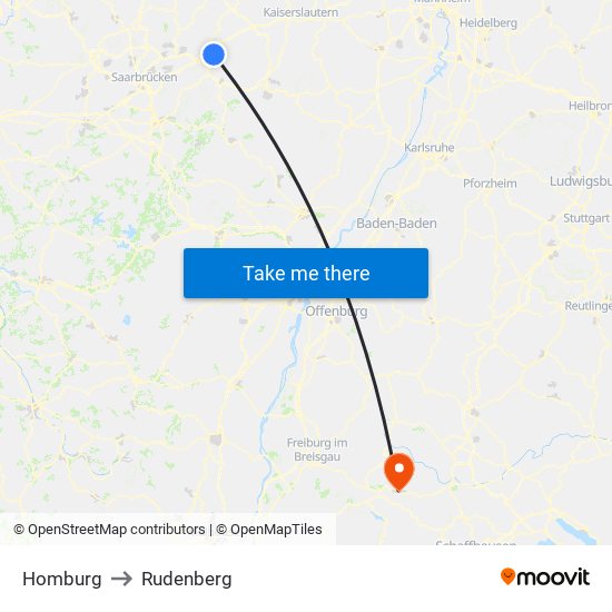 Homburg to Rudenberg map