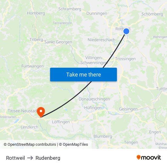 Rottweil to Rudenberg map