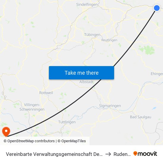 Vereinbarte Verwaltungsgemeinschaft Der Stadt Göppingen to Rudenberg map