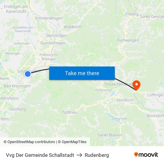 Vvg Der Gemeinde Schallstadt to Rudenberg map