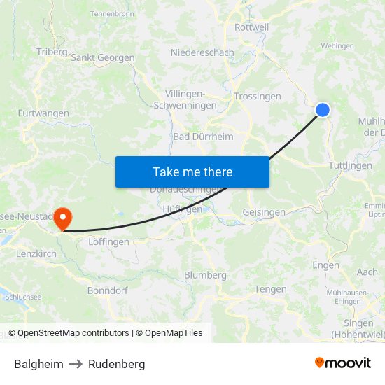 Balgheim to Rudenberg map