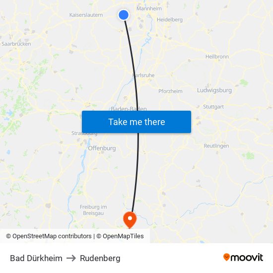 Bad Dürkheim to Rudenberg map