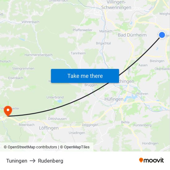 Tuningen to Rudenberg map