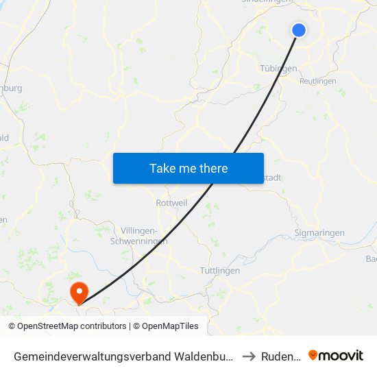 Gemeindeverwaltungsverband Waldenbuch/Steinenbronn to Rudenberg map