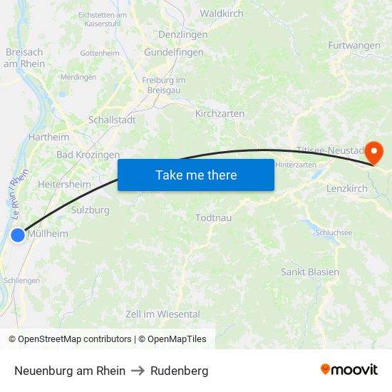 Neuenburg am Rhein to Rudenberg map