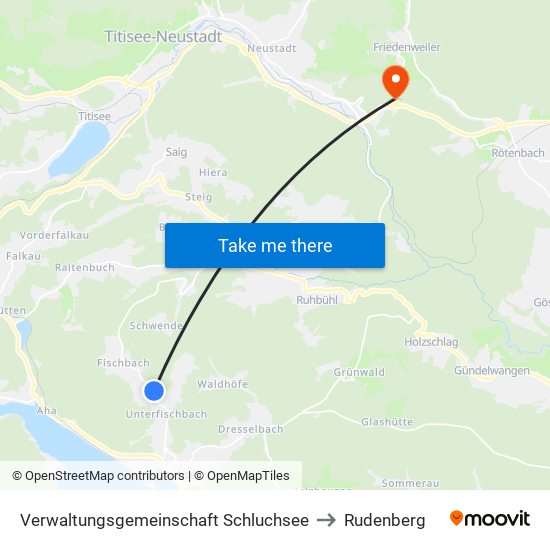 Verwaltungsgemeinschaft Schluchsee to Rudenberg map