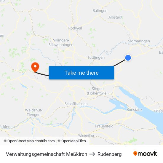 Verwaltungsgemeinschaft Meßkirch to Rudenberg map