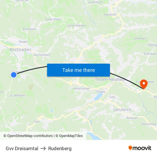 Gvv Dreisamtal to Rudenberg map