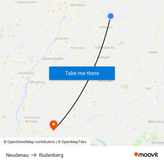 Neudenau to Rudenberg map