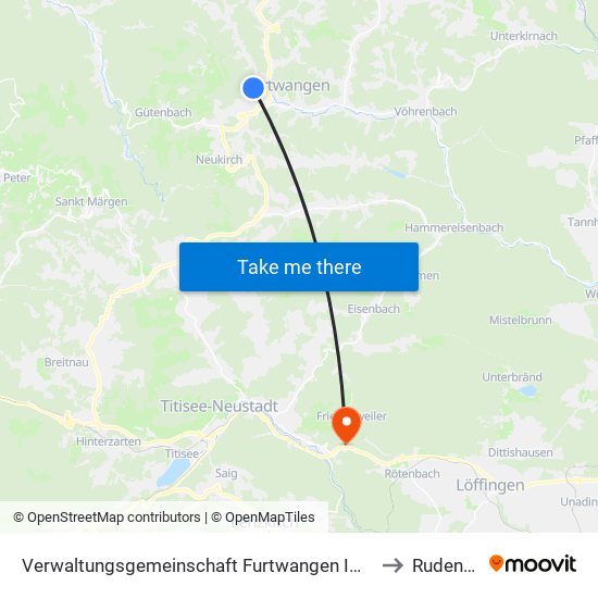 Verwaltungsgemeinschaft Furtwangen Im Schwarzwald to Rudenberg map