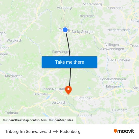 Triberg Im Schwarzwald to Rudenberg map