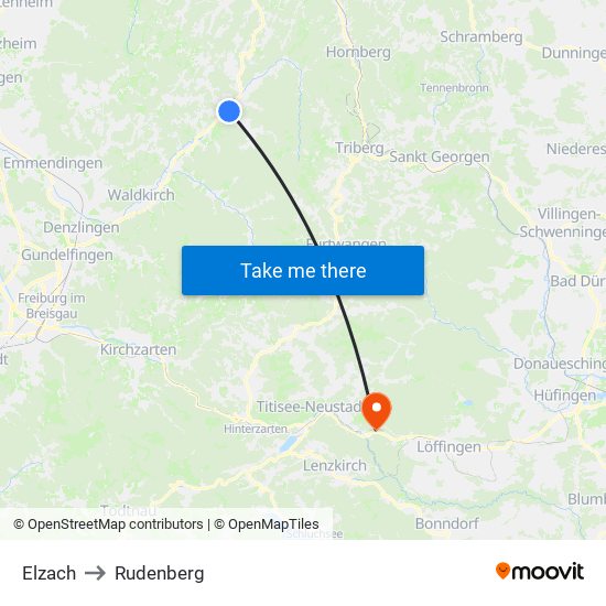 Elzach to Rudenberg map