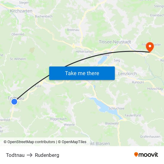 Todtnau to Rudenberg map