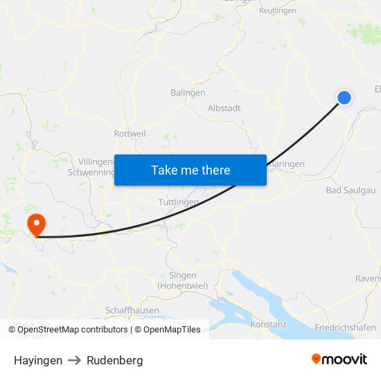 Hayingen to Rudenberg map