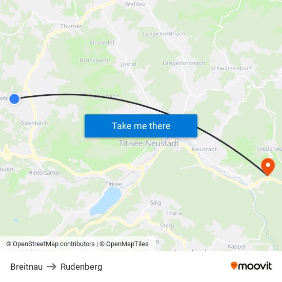 Breitnau to Rudenberg map
