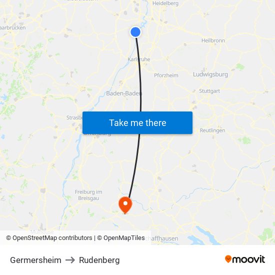 Germersheim to Rudenberg map