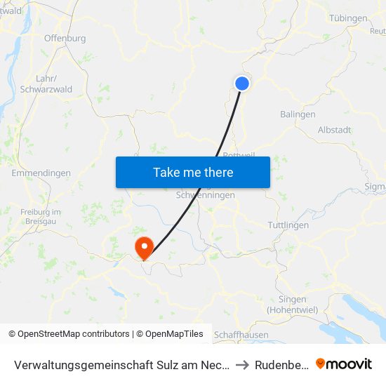 Verwaltungsgemeinschaft Sulz am Neckar to Rudenberg map