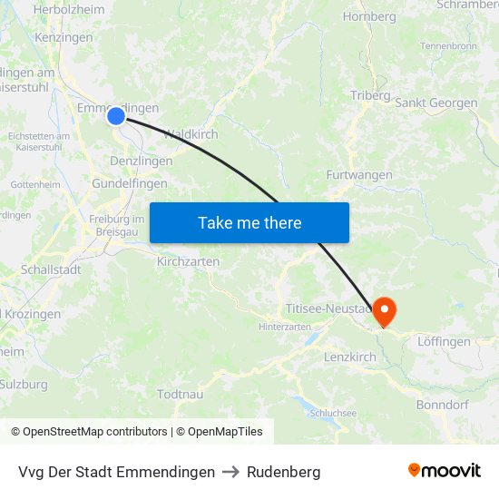 Vvg Der Stadt Emmendingen to Rudenberg map