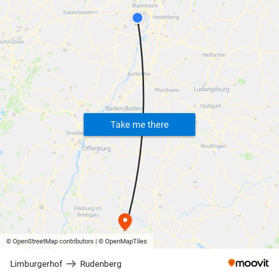 Limburgerhof to Rudenberg map