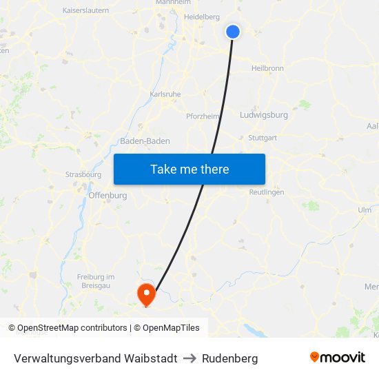 Verwaltungsverband Waibstadt to Rudenberg map