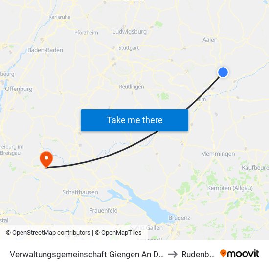 Verwaltungsgemeinschaft Giengen An Der Brenz to Rudenberg map