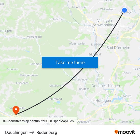 Dauchingen to Rudenberg map