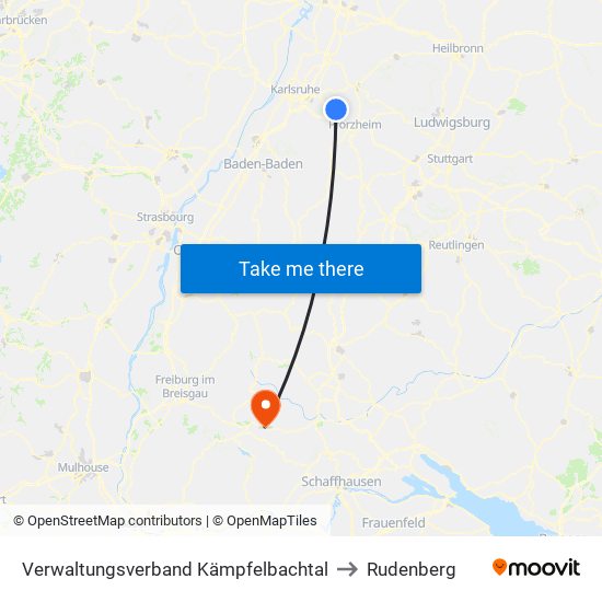 Verwaltungsverband Kämpfelbachtal to Rudenberg map