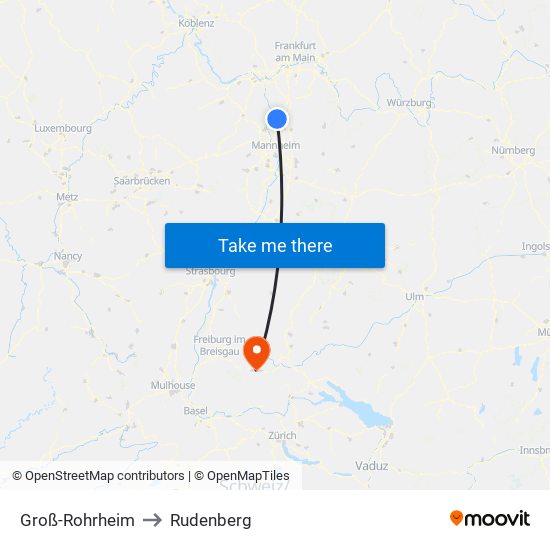 Groß-Rohrheim to Rudenberg map