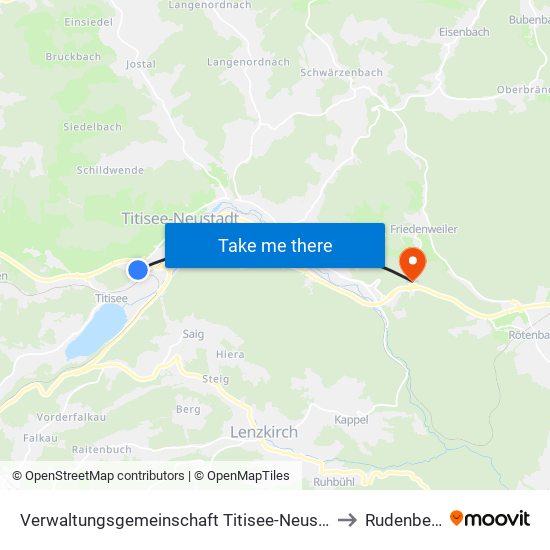 Verwaltungsgemeinschaft Titisee-Neustadt to Rudenberg map