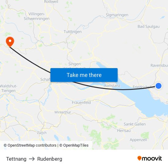 Tettnang to Rudenberg map